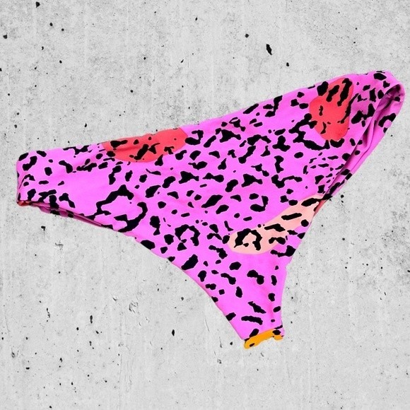 Beach Riot Pink & Orange Leopard Swim Bottoms Size Small - Picture 2 of 3